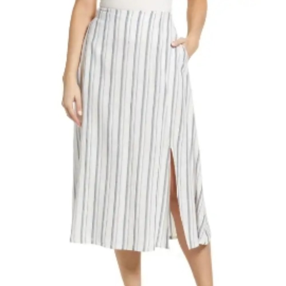 Striped linen blend skirt NWT